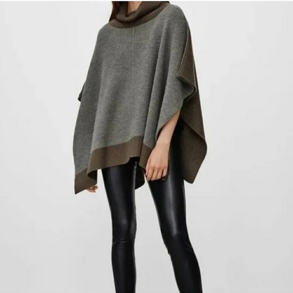 Aritzia Wilfred Free Wellsh Turtleneck Wool Poncho Sweater - Picture 1 of 14